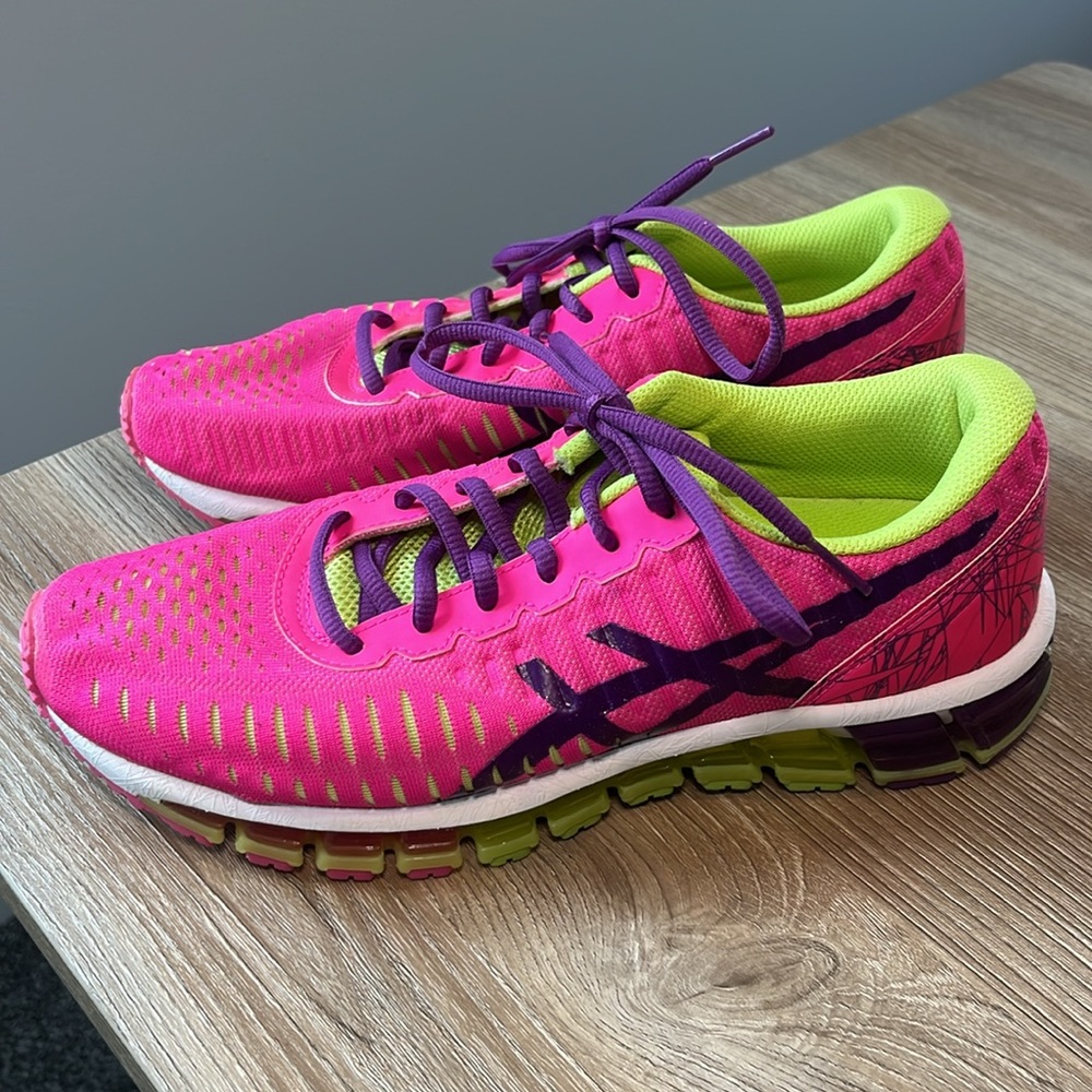ASICS Girls Pink, Purple, Lime Sneakers - Picture 2 of 9